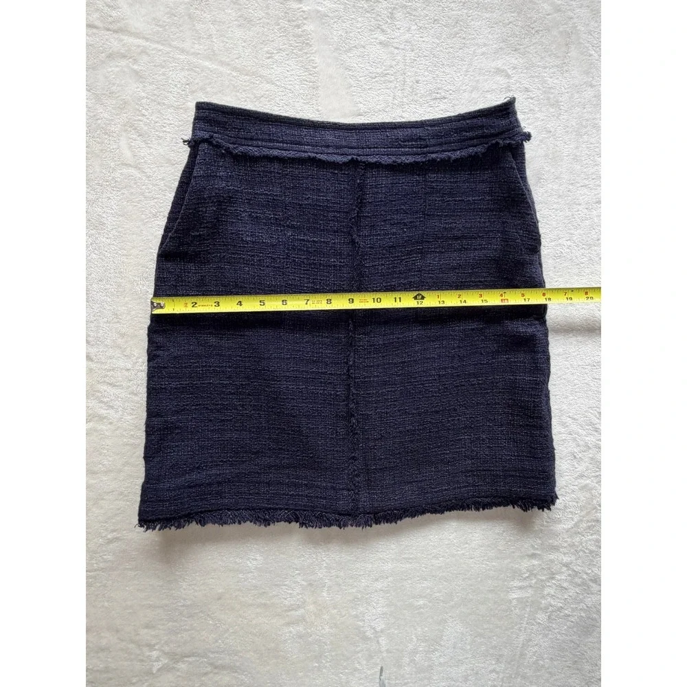 Banana Republic Navy Blue Fringe Tweed Mini Skirt Womens 2 Excellent